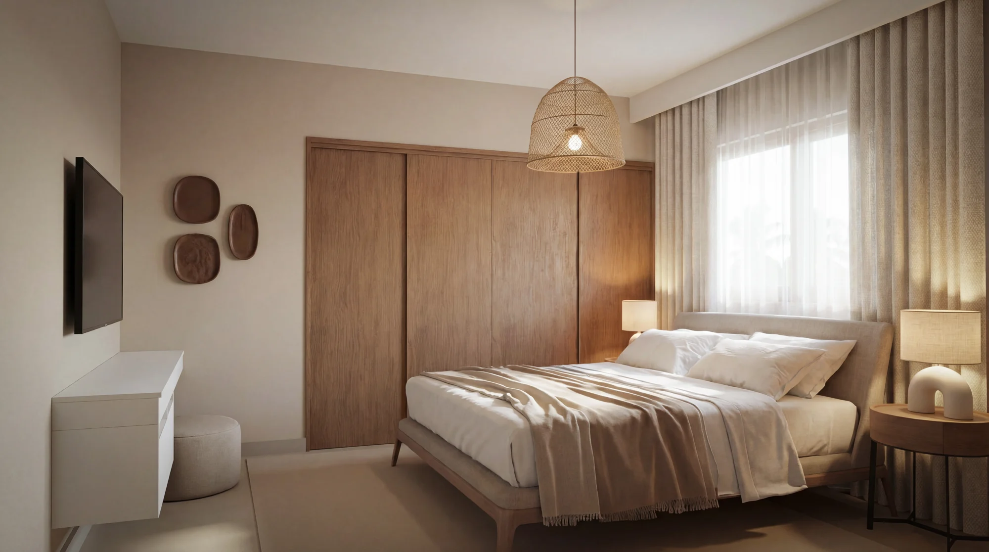 Render de la habitación amueblada, imagen hab a